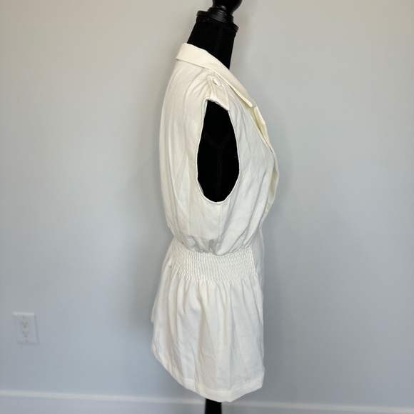 Strut & Bolt Off White Smocked Waist Blazer Vest (Medium) - Picture 5 of 10